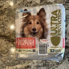 Paw Inspired 32ct Ultra Protection Disposable Dog Diapers Size Medium NEW