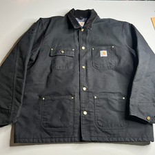 Carhartt Detroit Jacket Black Blanket Lined Workwear Coat XL Made in Mexico Vtg 