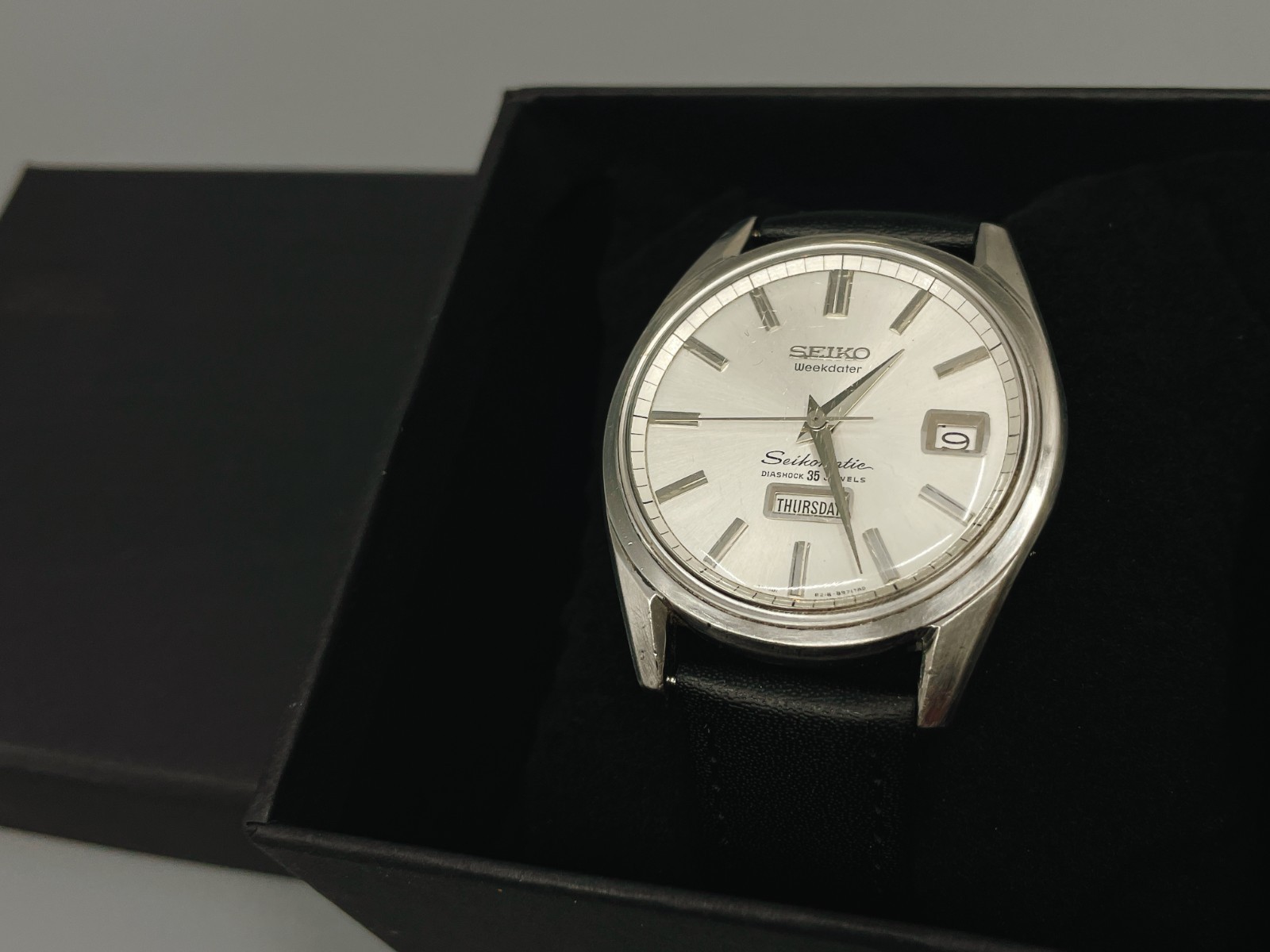 Vtg1964【N Mint/Box】Seikomatic Weekdater 6218-8971 Silver 35J AT Men's Watch image 5