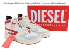 DIESEL S-Ukiyo Mid Men Sneakers EU42 Light Cow Leather Trainers RRP140 I