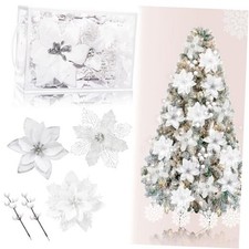 59 Pcs Christmas Tree Decorations Set Ornaments Bulk with Hanging Glitter White