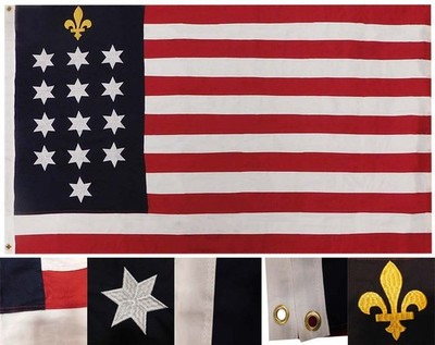 3x5 Embroidered SEWN American French Alliance Historical COTTON FLAG BANNER