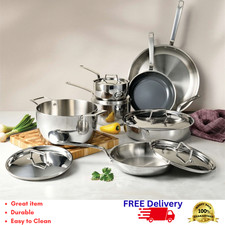 Tramontina 12-Piece Tri-Ply Clad Stainless Steel Cookware Set Pots Pans Inductio