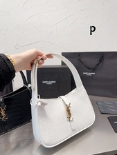 SAINT LAURENT YSL CASSANDRE MATEELASSE crozzling white silver label Logo Bag