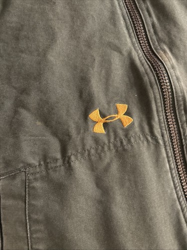 Under Armour Mens Hunting Vest Size L/XL? Green Canvas Quilted Lining EXCELLENT - Picture 2 of 21