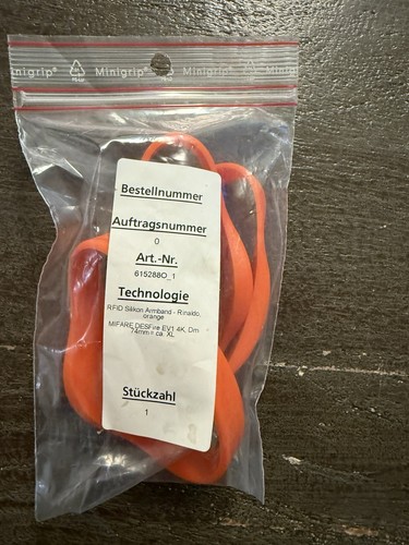 ca. 40x RFID Silikonarmband XL – MIFARE DESFire EV1 4K – Orange – unbenutzt - Bild 2 von 2