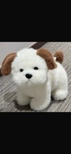 Stuffed Animal Plush Dog White and Brown Soft Toy with Brown Ears Cute Gift