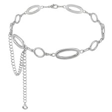 Silver Chain Belt for Women Metal Silver Waist Chain 42.9 Inch Metal O Ring