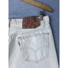 Vintage Levis 501 Mens Cream Denim Jeans 33x35 Made in USA Button Fly 501-0655
