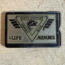 Vtg North American Fishing Club Life Member Belt Buckle Engraved Name