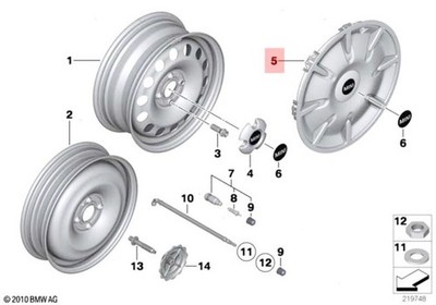 Genuine Mini One R56 One Eco 55kW 3 doors Wheel cover 36136862436
