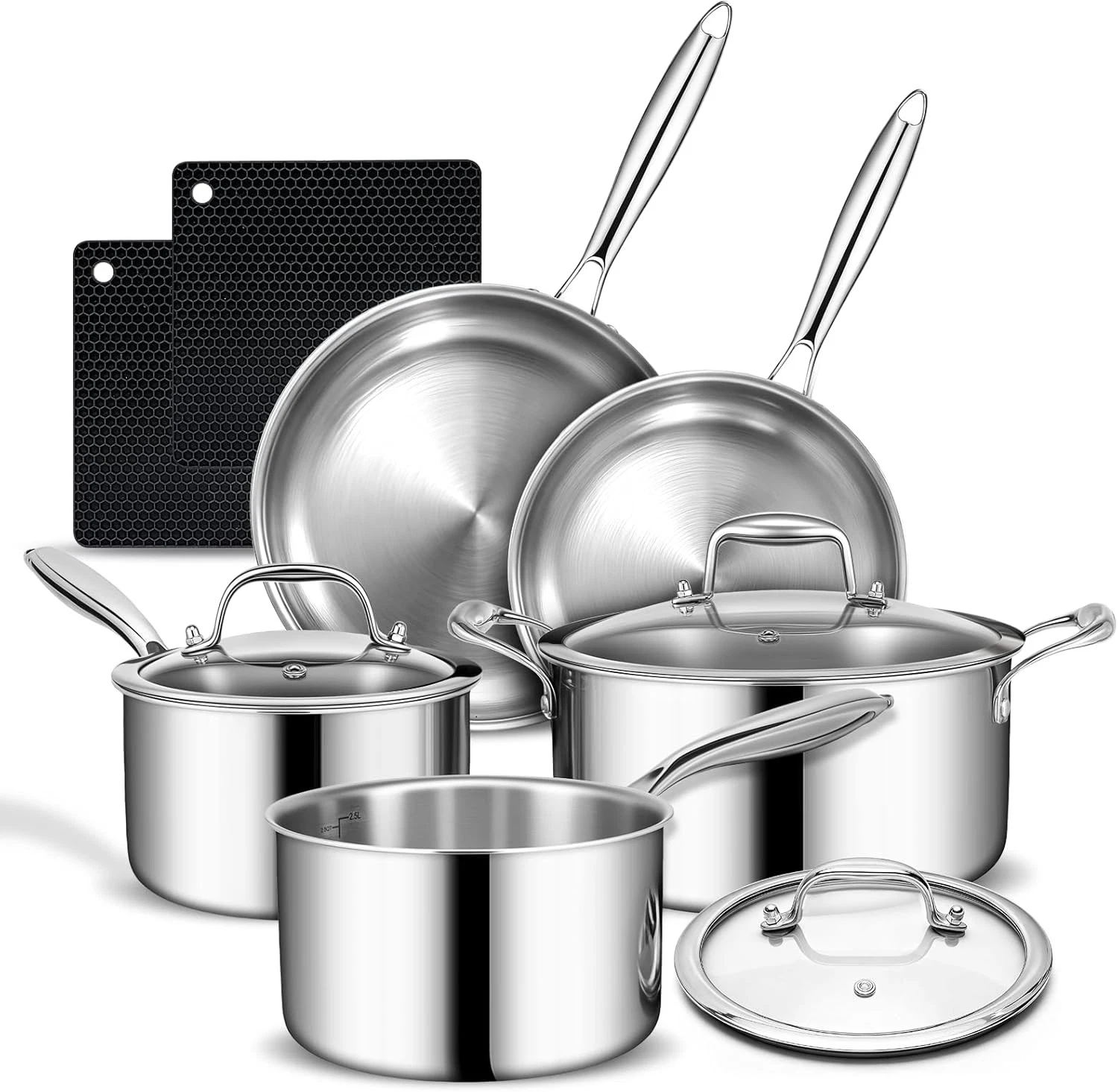 3 Ply Stainless Steel Cookware Set 10-Pieces Pots & Pans Set Induction Kitchen
Opens in a new window