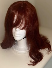 Beautiful, 100% Human Hair, Chestnut Red, 14 Inch, Bob W/Bangs,Lace Front, Wig