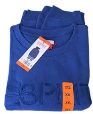 NEW XXL Esprit Women's Logo Fleece Crewneck Sweatshirt Blue Viral 80's Cost