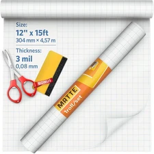 Matte Self Adhesive Laminating Roll 12” x 15ft - 3 MIL Clear Laminate... 