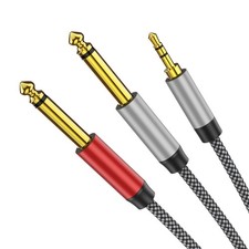 3.5mm 1/8" TRS to 2X 6.35mm 1/4" TS 25ft,Mono Stereo Y-Cable Splitter for Hom...
