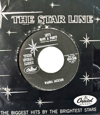 WANDA JACKSON-LET'S HAVE A PARTY b/w MEAN MEAN MAN ''2 ROCKERS''-45 RPM NEAR MINT