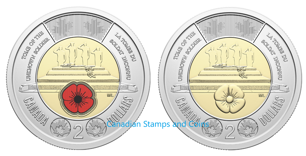 Canada 2025, $2 Honouring Unknown Soldier, 2 Coins, Non and
