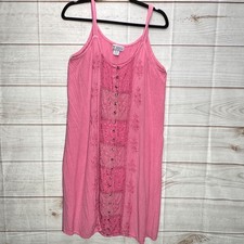 Vintage 90s Just Cruisin Pink Rayon Embroidered Boho Sundress Free Size India