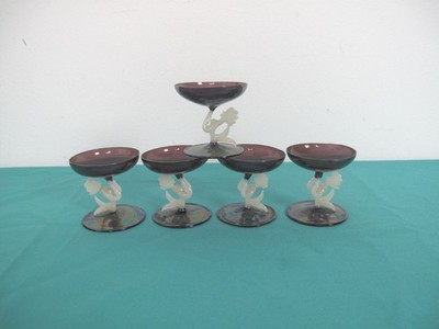 Lauscha Bimini Gläser Set Likörglas 5x Meerjungfrau Art Deco Nixe