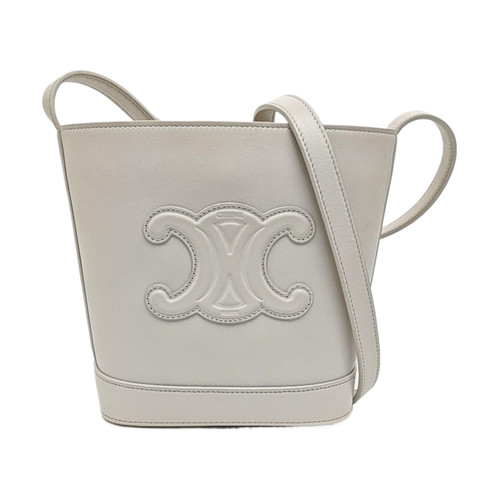 【Authentic】 CELINE TRIOMPHE CLASSIC Grey Leather Handbags (DDP)