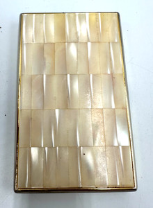 Vintage Colibri Gold Tone Cigarette Case Mother of Pearl Style Card Holder