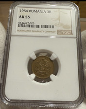 3 Bani 1954, Romania NGC AU55, RARE!