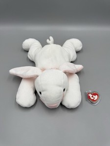 1997 Ty Pillow Pal Clover White Bunny Rabbit Plush Vintage Stuffed Animal 12”