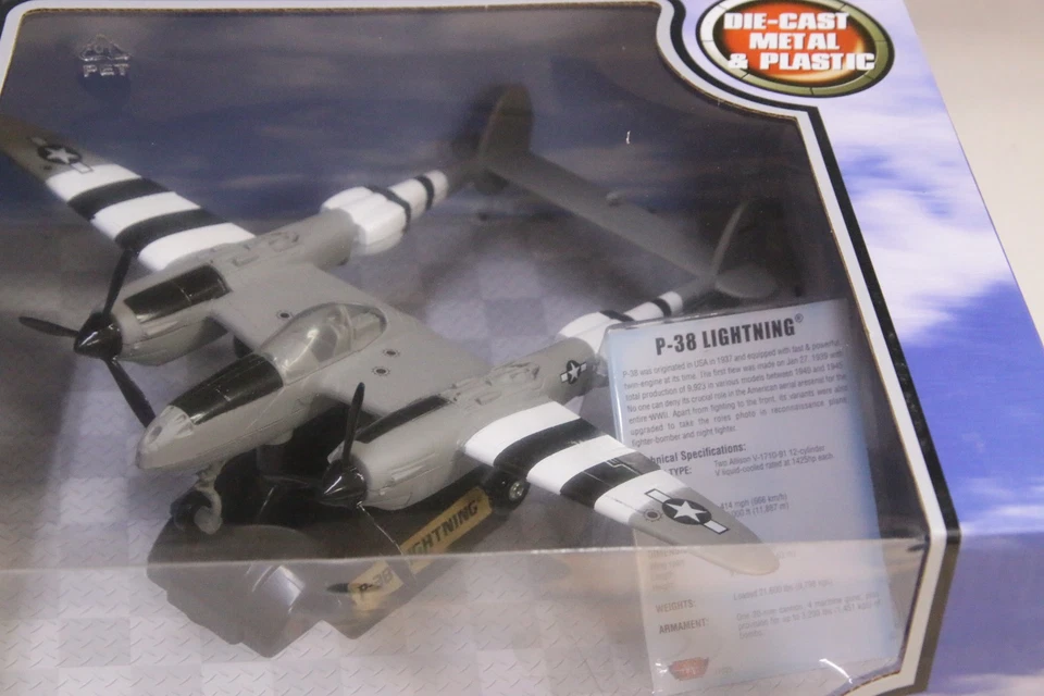 P-38 Lightning Jet Airplane 1:60 by Motor Max #76300 - NEW Old Stock - Image 2 of 3