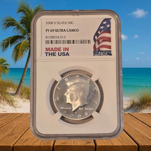 2008‑S Kennedy Silver Half Dollar • PF69 Ultra Cameo • NGC “Made in USA” 50C