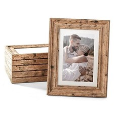 Picture Frames Set of 6, Rustic Farmhouse Picture Frame 3x5 with Mat 4x6 Brown