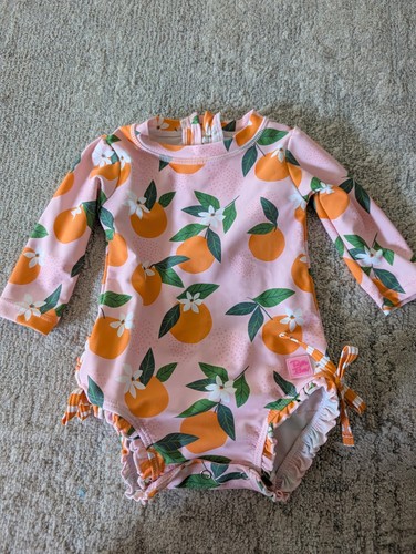 Ruffle Butts Orange You The Sweetest Rash Guard Swimsuit 3-6 Mths