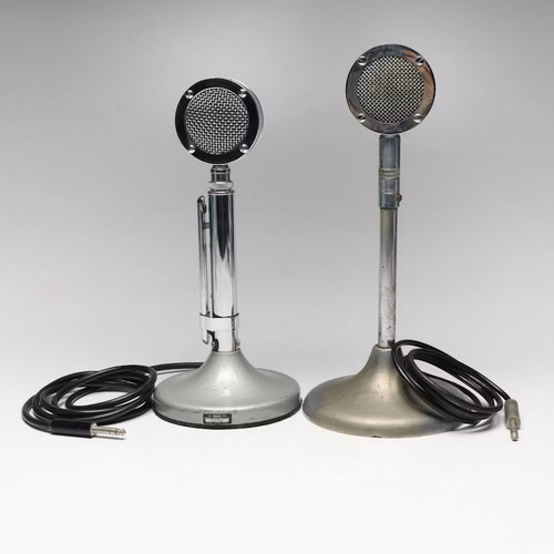 Vintage Astatic D-104 Lollipop Desk Microphone Pair Ham CB Radio Untested Chrome