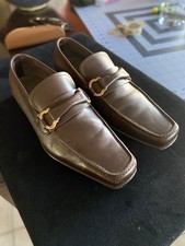 Salvatore Ferragamo Brown Leather Gancini Bit Loafers Men s 6 EE