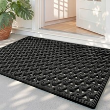 Front Door Mat Outside Entrance with Drainage, 19x30 Non Slip Dirt Trap Outdo...