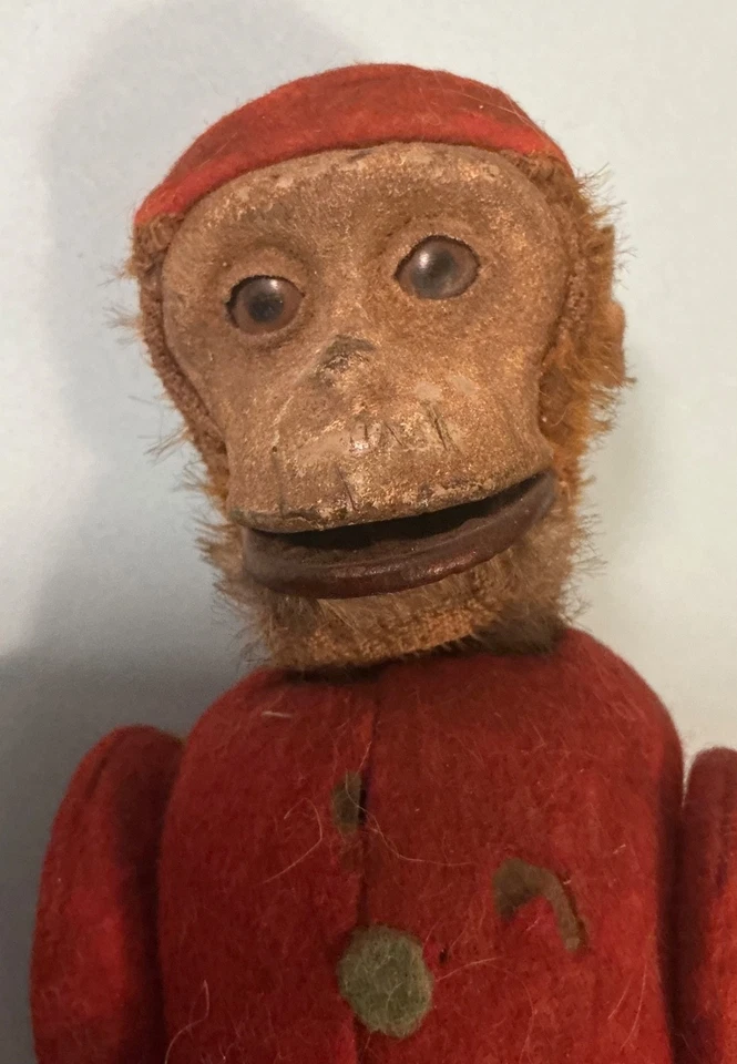 Antiguo Schuco Bellhop Sí No Mono Fieltro Estaño Mohair COMO ESTÁ Foto 2 de 4