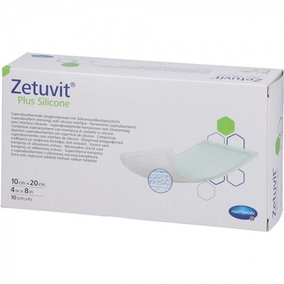 Zetuvit Plus Silicone steril, 10x20 cm steril , Inhalt: 10 ST, REF 413830
