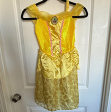 Disney Belle Yellow/Pink Glitter Polyester Dress Costume Girls Size 4-6X