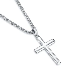 Rnivida Cross Necklace for Men, 925 Sterling Silver with 20 Chain 