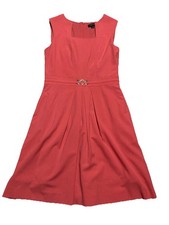 Tahari Arthur S Levine Size 6 Dress Coral Sleeveless PreOwned 