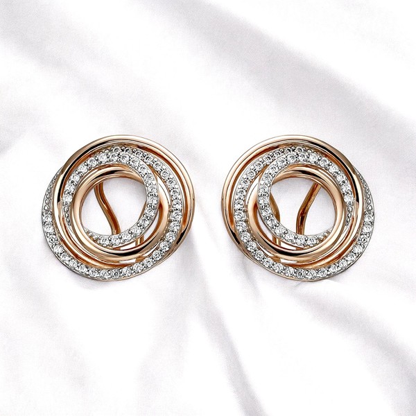 Ohrstecker 925 Sterling Silber Rotgold Vergoldet 92 Zirkonia Ohrringe-image