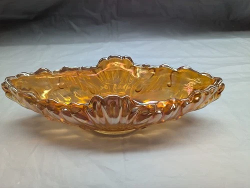 Vintage 1960's Jeannette Marigold Gondola Carnival Glass Fruit Bowl
