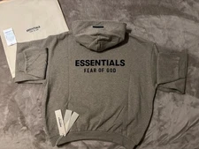 NEW Kids Fear of God Essentials Heather Grey Hoodie Size 12/XL 100% Authentic✅