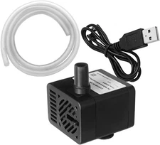 PULACO DC 5V USB Mini Submersible Water Pump with Tubing for 50GPH, Black 