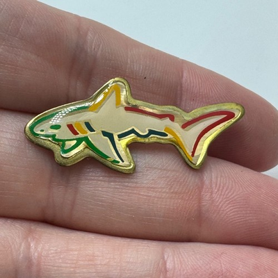 #ad 1990s Greg Norman Shark Logo Outline Multicolor Enamel Lapel Pin Golf $29.95