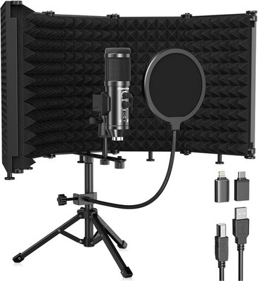 Studio Recording 5 panels, Five-sided Panel Isolation Shield With Microphone 
