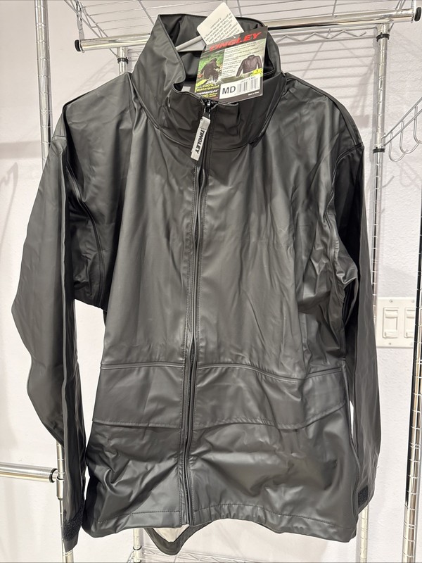 Tingley Stormflex Rain Jacket w/Hood/Pockets, Stretch, Black, M J67113