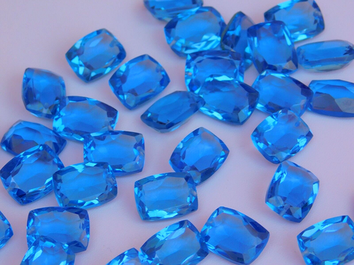 Pair Of Top Front To Back Drilled Hydro London Blue Quartz Cushion Cut Beads 18m - Picture 4 of 9