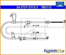 Cable pull, parking brake ATE 24.3727-2112.2 for Mitsubishi