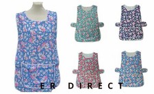Women Ladies Tabard Apron Overall Kitchen Catering Cleaning Bar Floral Printed